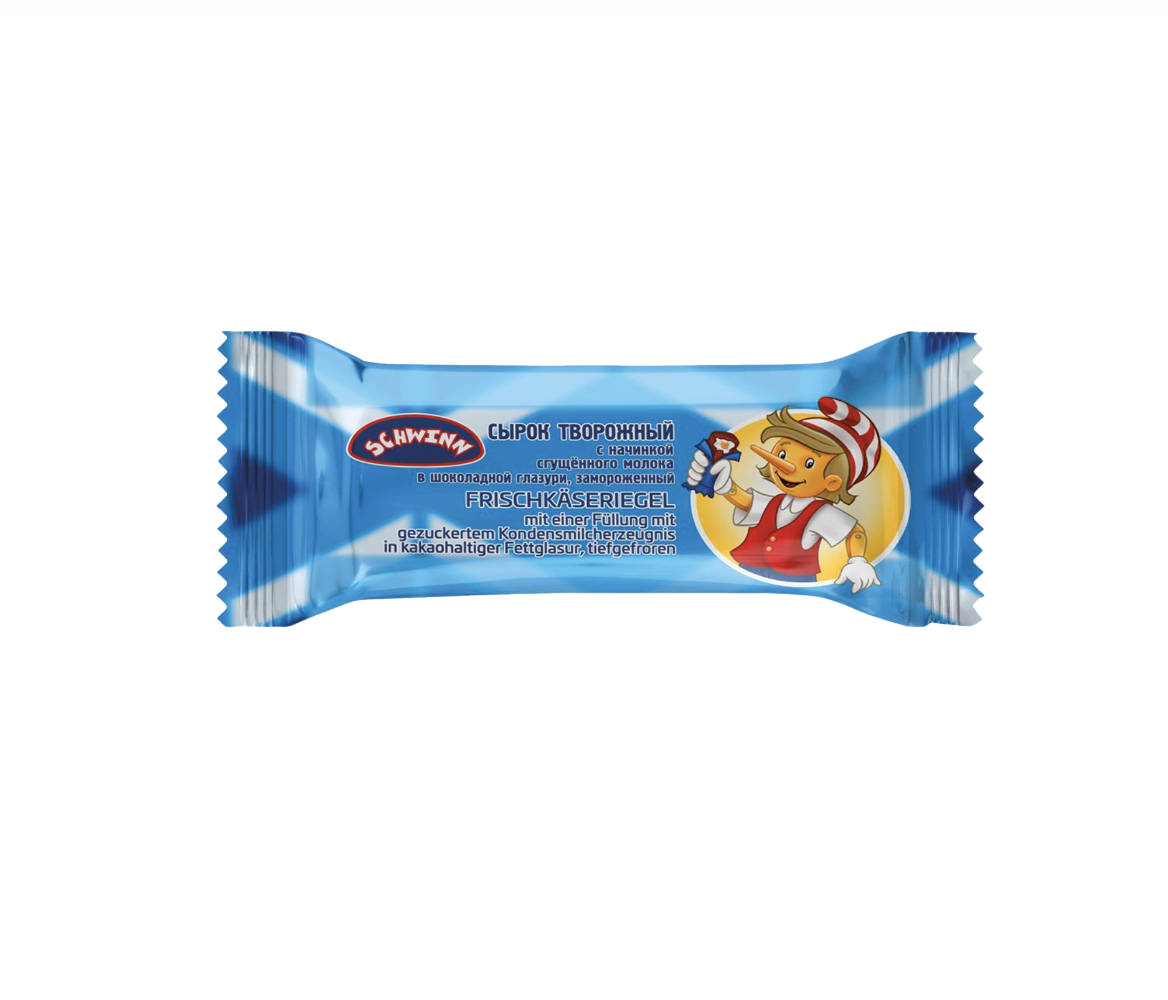 Barrita de requesón con leche condensada cubierta en chocolate «Schwinn», 40 г