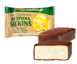 Barrita de requesón con sabor de vainilla cubierta de chocolate "Baltais EKO", 38 g