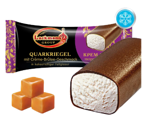 Barrita de requesón con sabor a crème-brulée cubierta en chocolate "Lackmann",  38 g