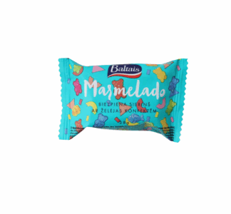Barrita de requesón con trocitos de gelatinas cubierta de chocolate "Baltais",  38 g