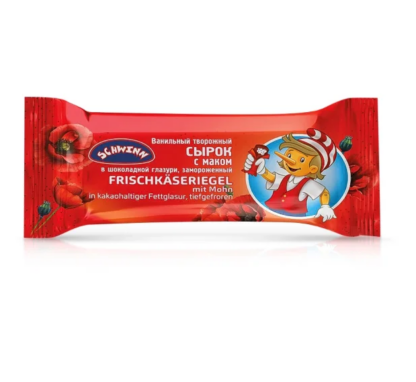 Barrita de requesón con semillas de amapola cubierta en chocolate «Schwinn», 40 g