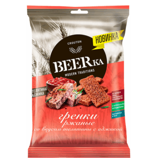 Гренки ржаные со вкусом телятины с аджикой «Beerka», 60 г