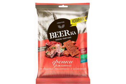 Гренки ржаные со вкусом телятины с аджикой «Beerka», 60 г