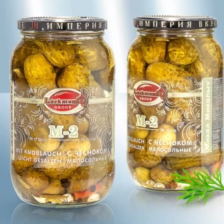 Pepinos marinados con ajo, poco salado «Lackmann», 980 g