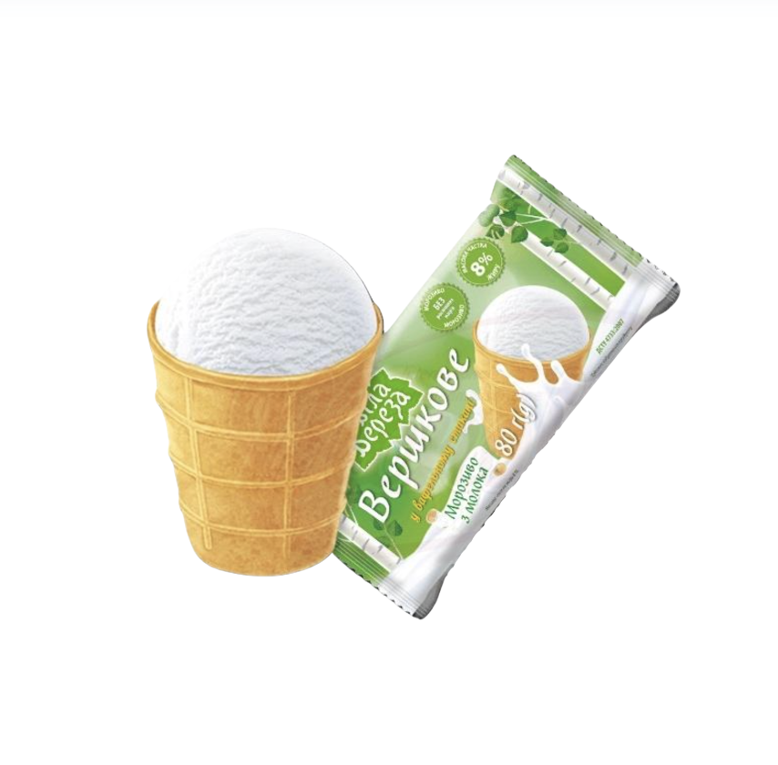 Helado de nata en vasito, Plombir "Belaja berjoza" 80 g