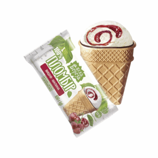 Helado en vasito Plombir con cereza y frambuesa "Belaja berjoza" 100 g