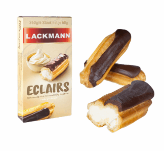 Пирожные из заварного теста с кремовой начинкой, с шоколадной глазурью, замороженные "Lackmann" 360 г