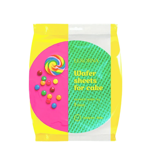 Hojas de barquillo tricolor para tarta «Lekorna», 90 g